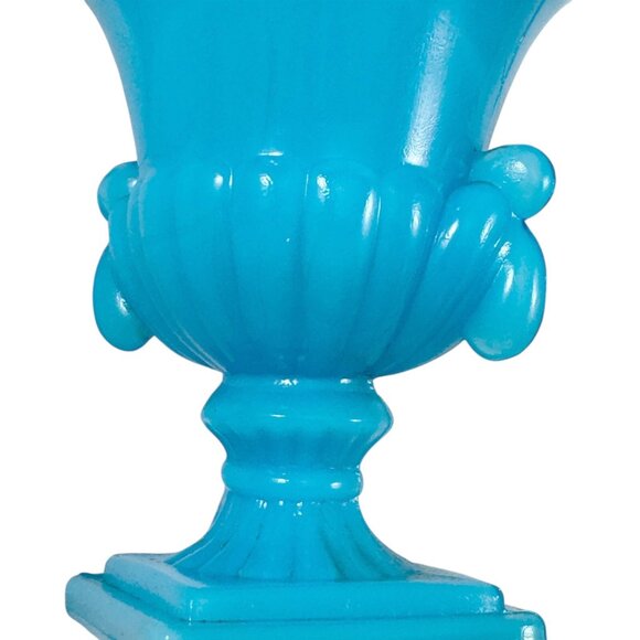 Akro Agate NYC Vogue Merc Blue Slag Toothpick Holder Urn Glass Vintage 1960s - Picture 5 of 7